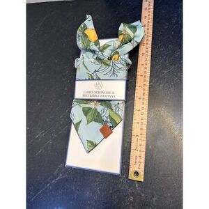 Southern Living Dillard's Ladies Scrunchie & Reversible Pet Bandana Set Lemon